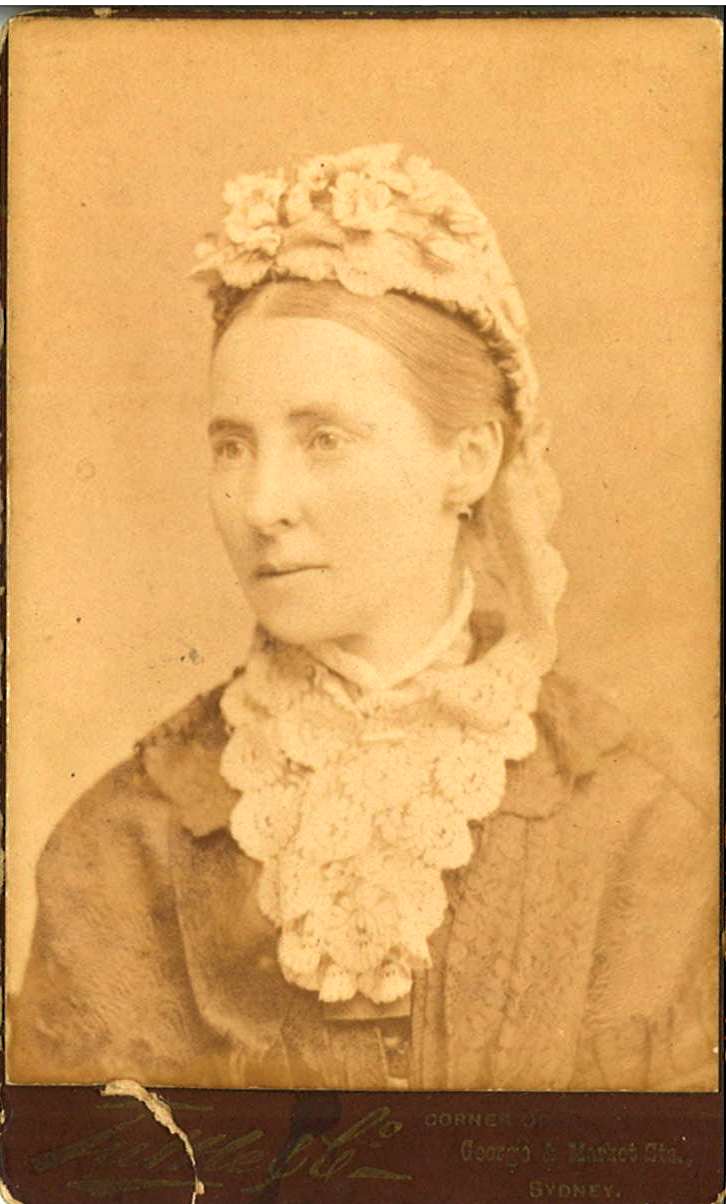 Miss Elizabeth Gittins (1834-1932), governess to the children of Patrick 
Hill Throsby, around 1885 / Tuttle & Co., George Street, Sydney.