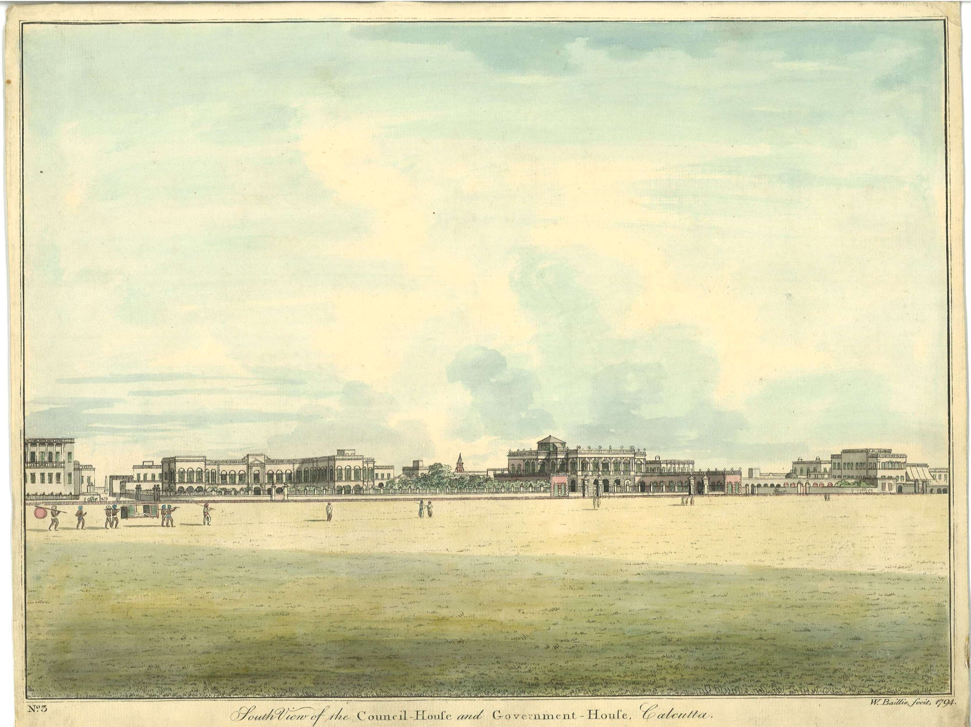 South view of the  Council House and Government House, Calcutta / W. Baillie