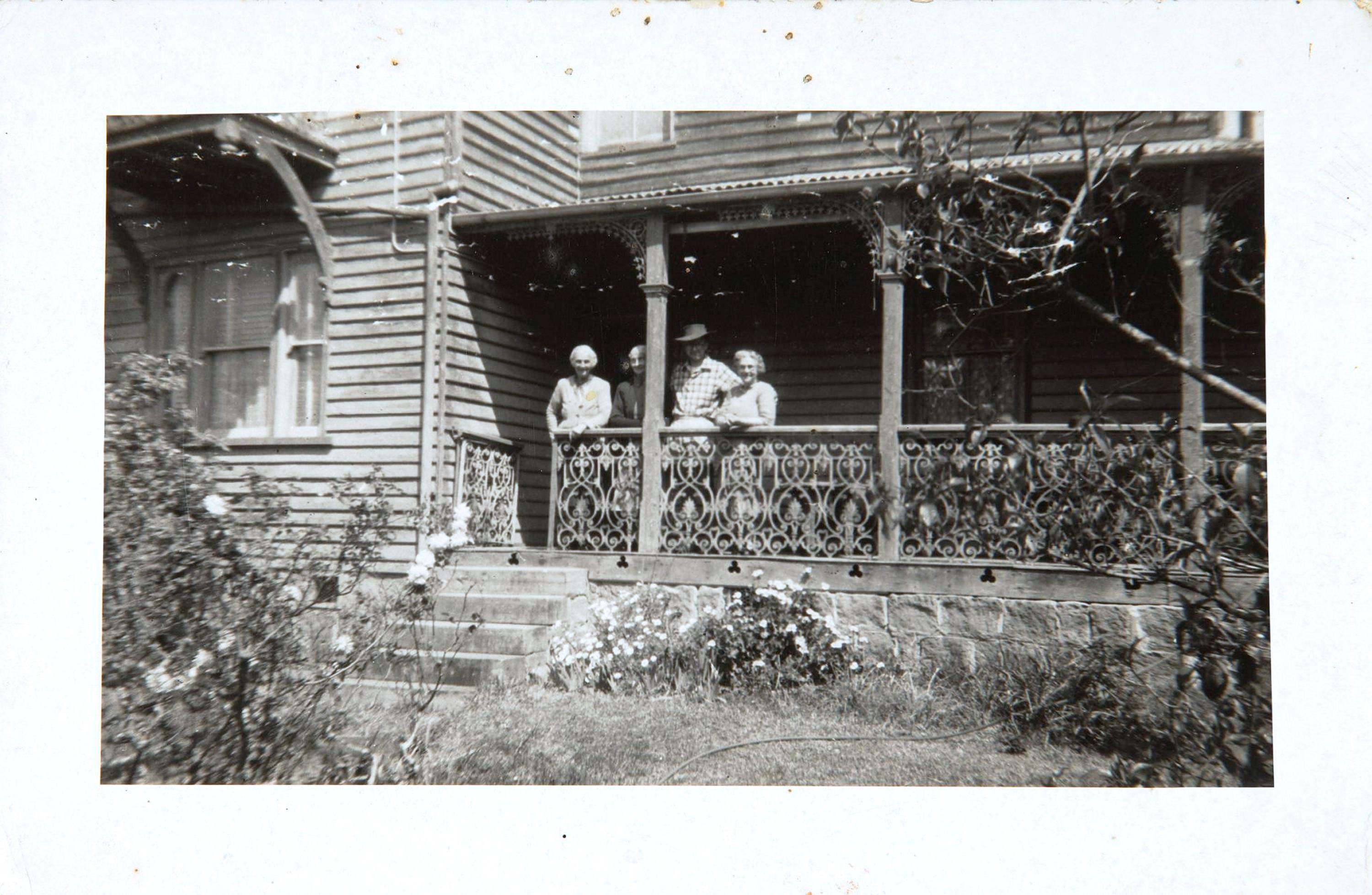 Macgregor sisters on the side verandah at Meroogal, Nowra, around 1958 / photographer unknown