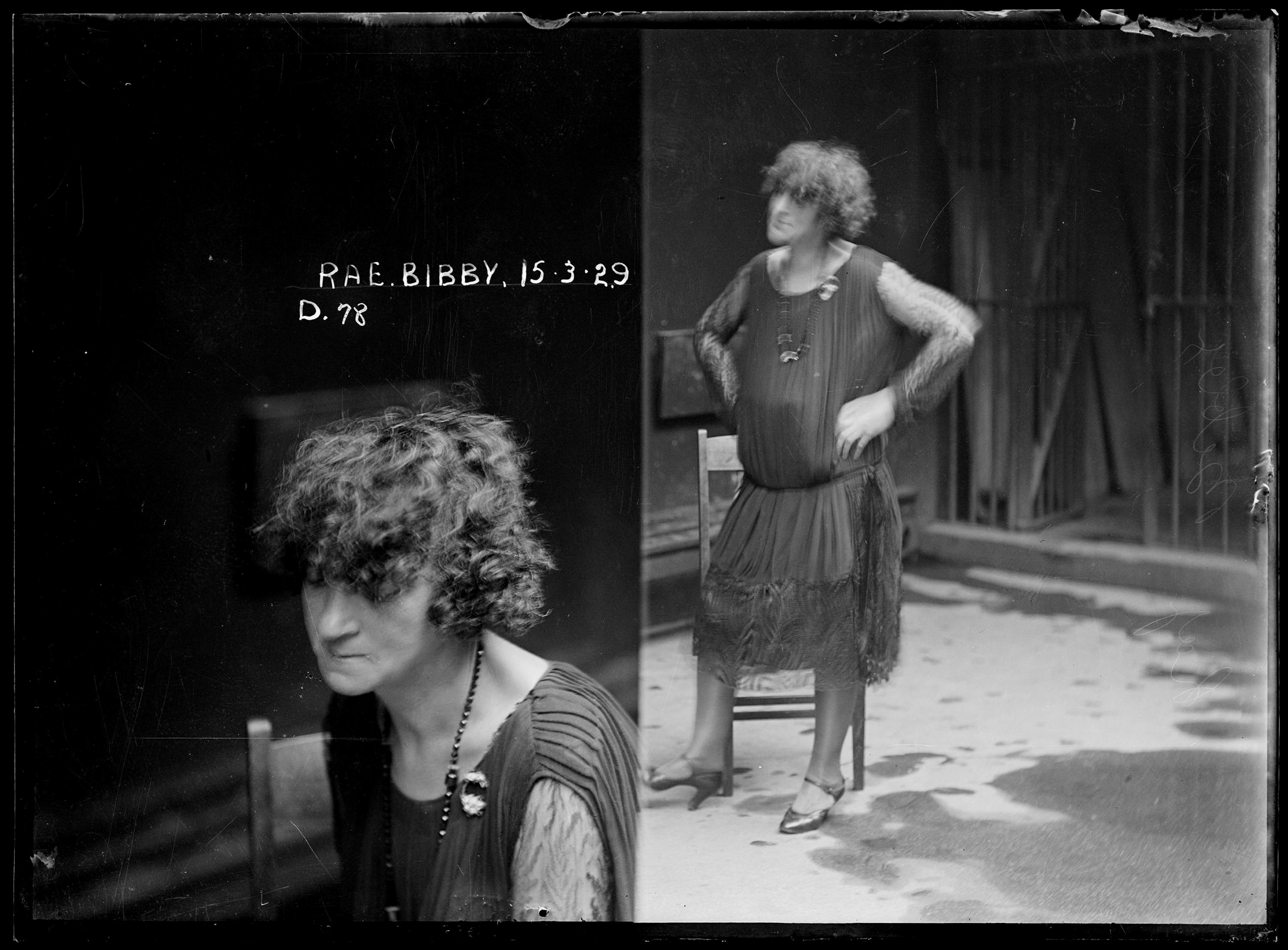 Rae Bibby, Special photograph number D78, 15 March 1929, probably Central Police Station, Sydney