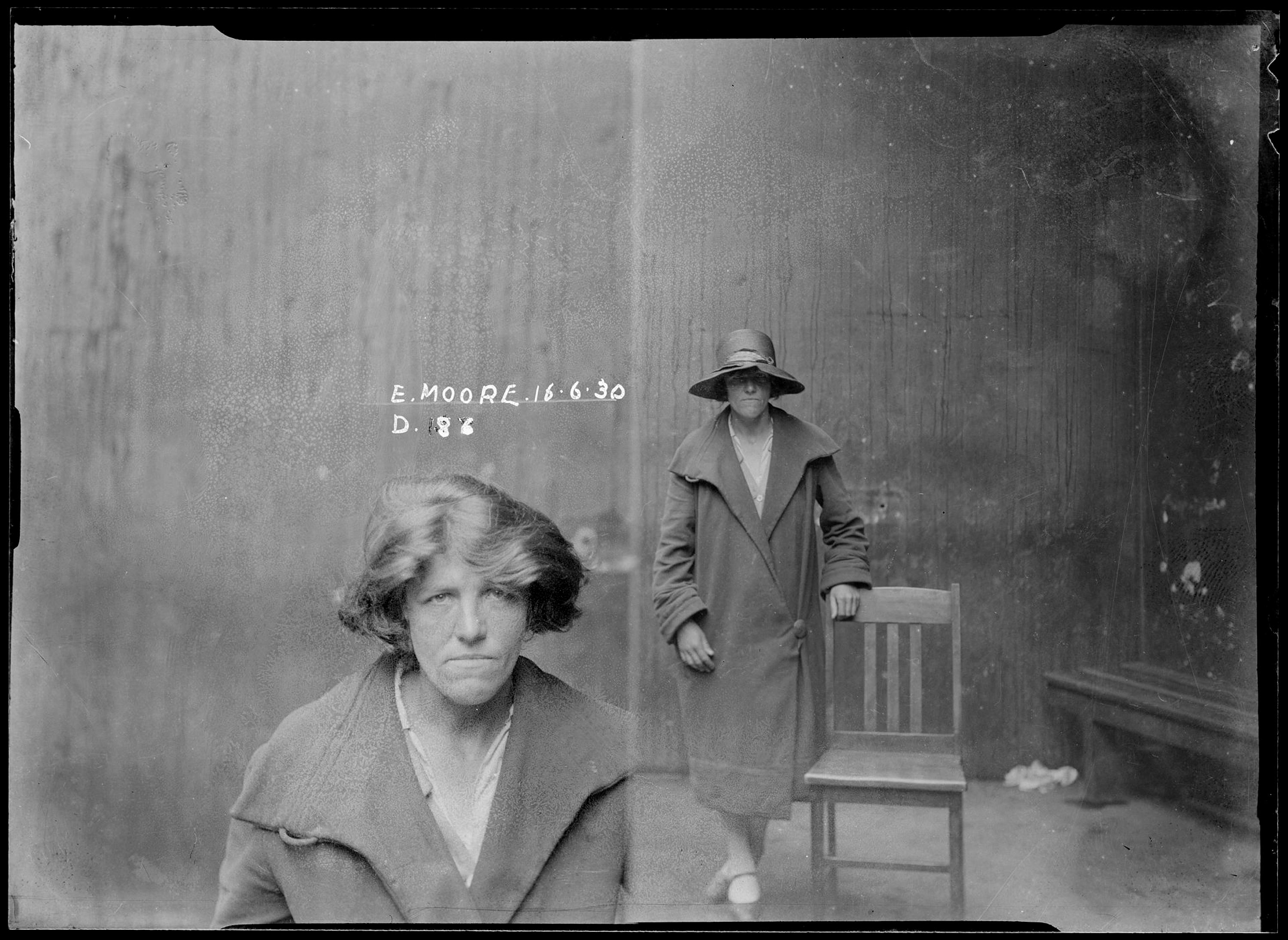 Ethel Moore (alias Ethel Kranz), Special photograph number D86, 16 June 1930, Central Police Station, Sydney